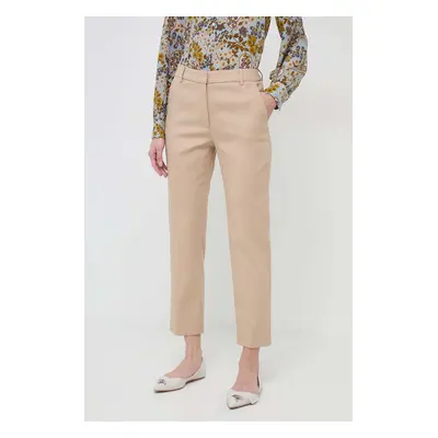 Kalhoty Weekend Max Mara dámské, béžová barva, fason cargo, high waist, 2415131031600