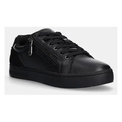 Kožené sneakers boty Calvin Klein Jeans CLASSIC CUPSOLE ZIP LOW IN černá barva, YM0YM01254