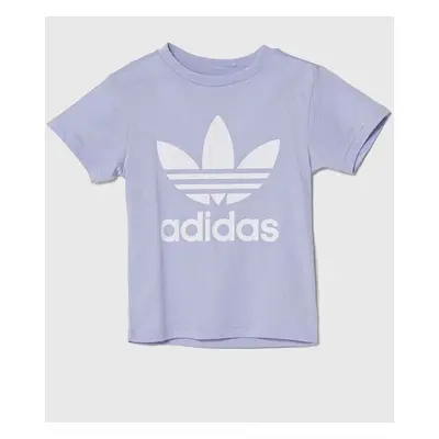 Dětské bavlněné tričko adidas Originals fialová barva