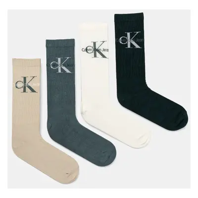 Ponožky Calvin Klein Jeans 4-pack pánské, zelená barva, 701229453