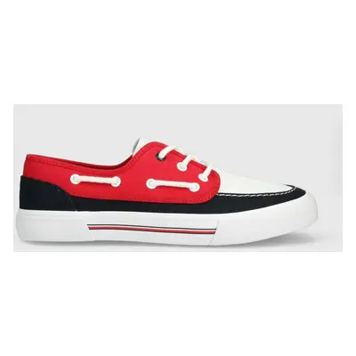 Tenisky Tommy Hilfiger CORE BOAT SHOE CANVAS pánské, červená barva, FM0FM04510