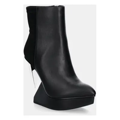 Kožené kotníkové boty United Nude Edge Bootie dámské, černá barva, na klínku, 1085622916