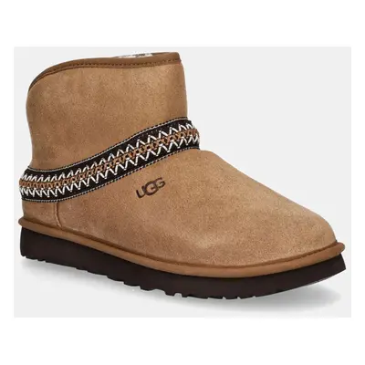 Semišové sněhule UGG Classic Mini Crescent hnědá barva, 1158262-CHE