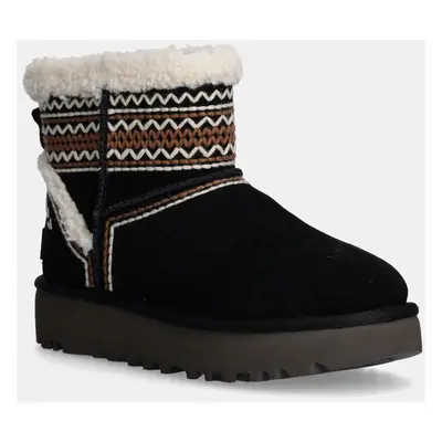 Semišové sněhule UGG Classic Mini Atherson černá barva, 1158281-BLK