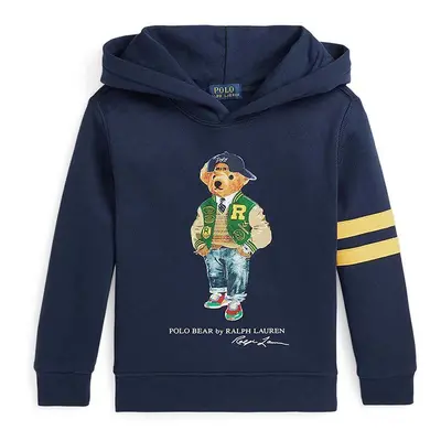 Dětská mikina Polo Ralph Lauren tmavomodrá barva, s kapucí, s potiskem, 322960441001