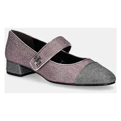 Semišové lodičky Tory Burch Cap-Toe Mary Jane Pave Heel Ballet růžová barva, na podpatku, 162495