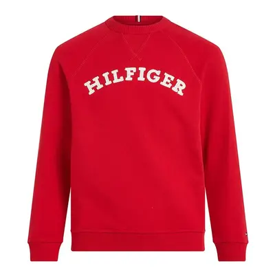 Dětská bavlněná mikina Tommy Hilfiger červená barva, s potiskem, KS0KS00626