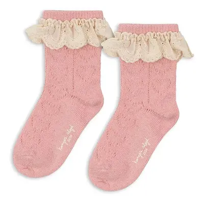 Dětské ponožky Konges Sløjd WOOL POINTELLE SOCKS 2-pack růžová barva, KS101864