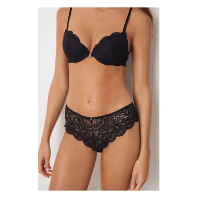 Kalhotky brazilky women'secret FEMININE LACE černá barva, 8440031