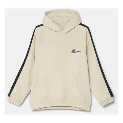 Dětská mikina Quiksilver GRAYLING HOODIE béžová barva, s kapucí, vzorovaná, EQBFT03894