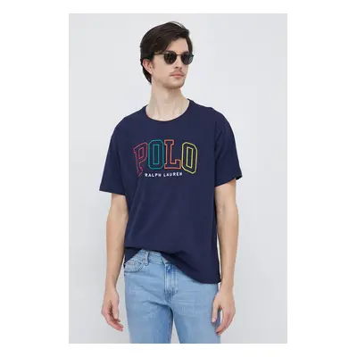 Bavlněné tričko Polo Ralph Lauren tmavomodrá barva, s aplikací