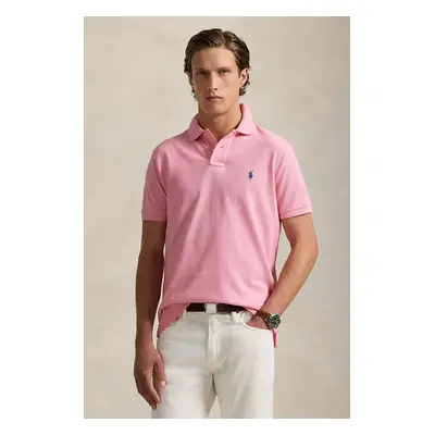 Bavlněné polo tričko Ralph Lauren růžová barva, 710536856