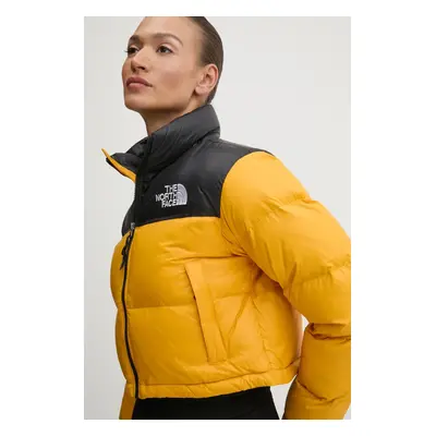 Péřová bunda The North Face Nuptse dámská, žlutá barva, zimní, NF0A5GGEZU31