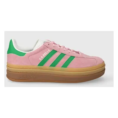 Semišové sneakers boty adidas Originals Gazelle Bold růžová barva, IE0420