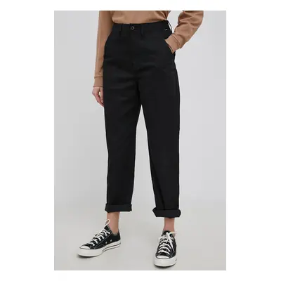 Kalhoty Vans dámské, černá barva, jednoduché, high waist, VN0A5JOHBLK1-BLACK