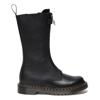 Kožené kotníkové boty Dr. Martens 1b99 Frnt Zip dámské, černá barva, na plochém podpatku, DM3205