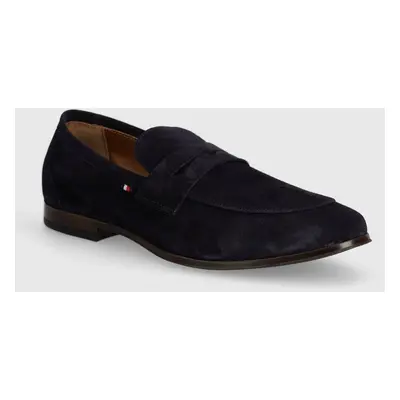 Semišové mokasíny Tommy Hilfiger CASUAL LIGHT FLEXIBLE SDE LOAFER pánské, tmavomodrá barva, FM0F