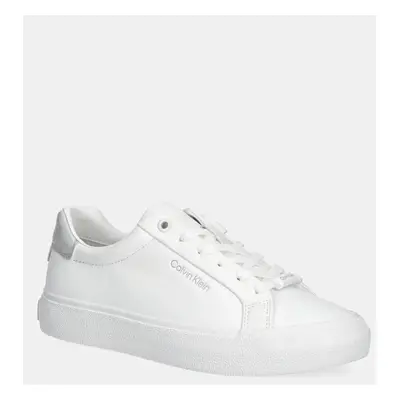 Sneakers boty Calvin Klein VULC LACE UP TEXTURE FOX - LTH bílá barva, HW0HW02439