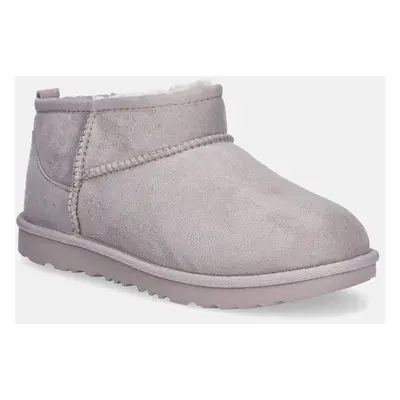 Dětské semišové sněhule UGG KIDS CLASSIC ULTRA MINI růžová barva, 1130750K