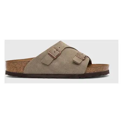 Semišové pantofle Birkenstock dámské, šedá barva