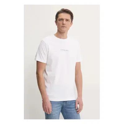 Bavlněné tričko Calvin Klein Jeans bílá barva, s potiskem, J30J327075