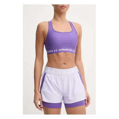 Tréninkové šortky Under Armour dámské, fialová barva, s potiskem, high waist