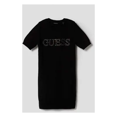 Dívčí šaty Guess černá barva, midi