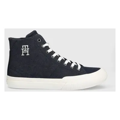 Kecky Tommy Hilfiger TH HI VULC PREMIUM DENIM pánské, tmavomodrá barva