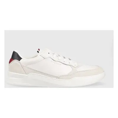 Kožené sneakers boty Tommy Hilfiger FM0FM04358 ELEVATED CUPSOLE LEATHER MIX bílá barva