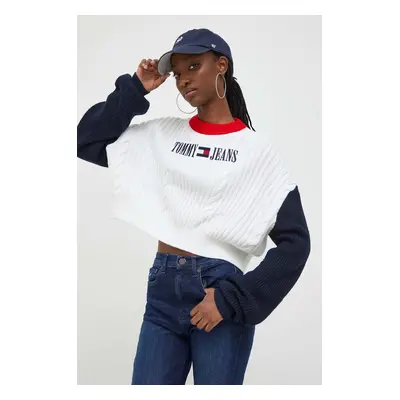 Svetr Tommy Jeans dámský, béžová barva, lehký, DW0DW17497