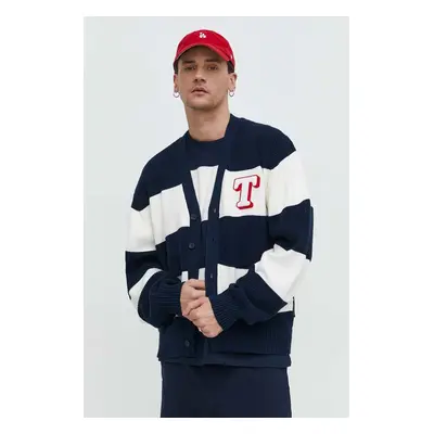 Kardigan Tommy Jeans pánský, tmavomodrá barva, DM0DM18875