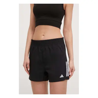 Běžecké šortky adidas Performance Own the Run černá barva, s potiskem, high waist, IX6371