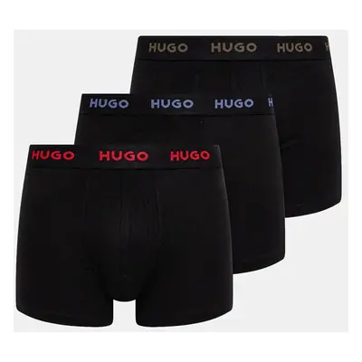 Boxerky HUGO 3-pack pánské, černá barva, 50532613