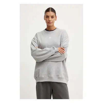 Bavlněná mikina adidas Originals dámská, šedá barva, melanžová, IY9628