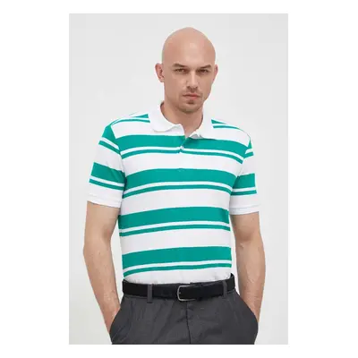 Bavlněné polo tričko United Colors of Benetton zelená barva