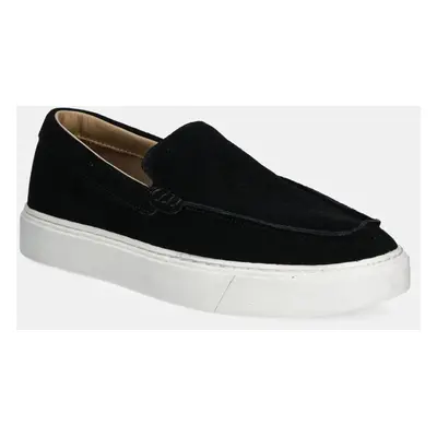 Semišové mokasíny Calvin Klein MOCCASIN SUEDE pánské, černá barva, HM0HM01794