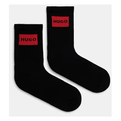 Ponožky HUGO 2-pack dámské, černá barva, 50510661