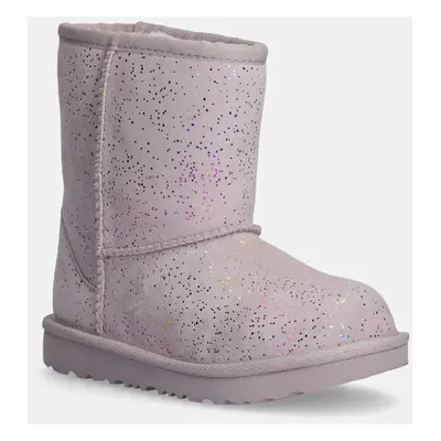 Dětské semišové sněhule UGG CLASSIC II SHIMMER SKY fialová barva, 1157708T