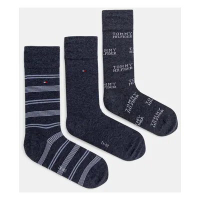 Ponožky Tommy Hilfiger 3-pack pánské, modrá barva, 101013215