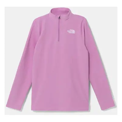 Dětská fleecová mikina The North Face GLACIER 1/4 ZIP PULLOVER fialová barva, s aplikací, NF0A8A