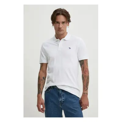 Bavlněné polo tričko Abercrombie & Fitch bílá barva, KI124-4386