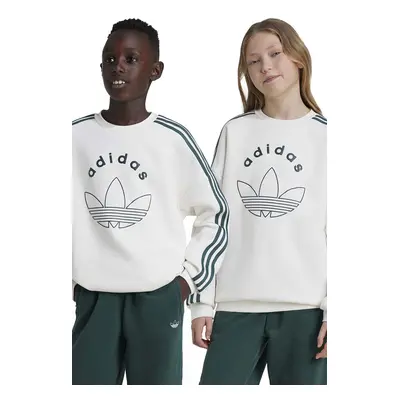 Dětská mikina adidas Originals CREW bílá barva, s potiskem, JE0513