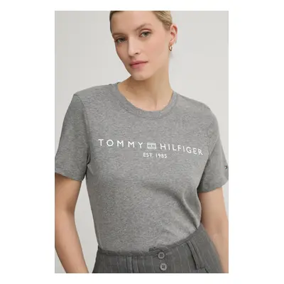 Bavlněné tričko Tommy Hilfiger šedá barva, WW0WW40276