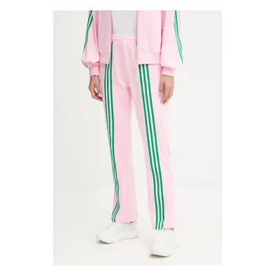 Tepláky adidas Originals 70s Velour Track Pant růžová barva, vzorované, JN8289