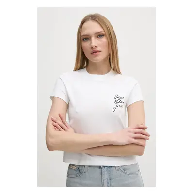 Bavlněné tričko Calvin Klein Jeans bílá barva, J20J224984