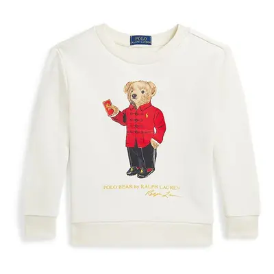 Dětská bavlněná mikina Polo Ralph Lauren béžová barva, s potiskem, 322961412001