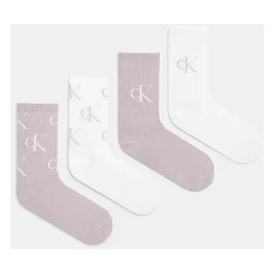 Ponožky Calvin Klein Jeans 4-pack dámské, fialová barva, 701229463