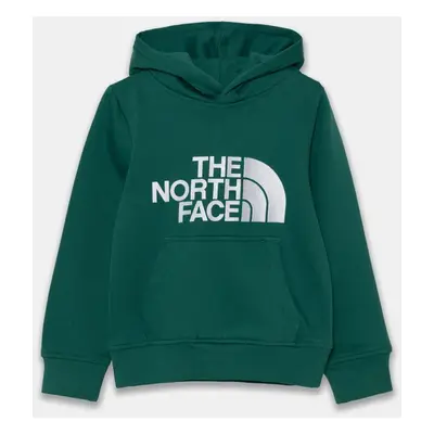 Dětská mikina The North Face DREW PEAK P/O HOODIE zelená barva, s kapucí, s aplikací, NF0A89HHNL