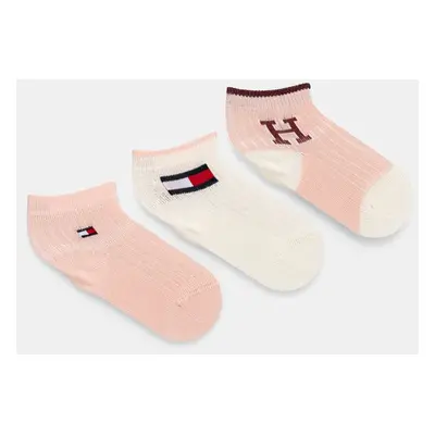 Kojenecké ponožky Tommy Hilfiger 3-pack růžová barva, 701229881