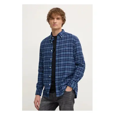 Bavlněná košile Tommy Hilfiger tmavomodrá barva, regular, s límečkem button-down, MW0MW37207